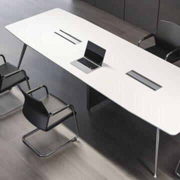 NEXT DAY DELIVERY. Hanson Boardroom Table/Meeting Table White with Chamfered edging 3.2m