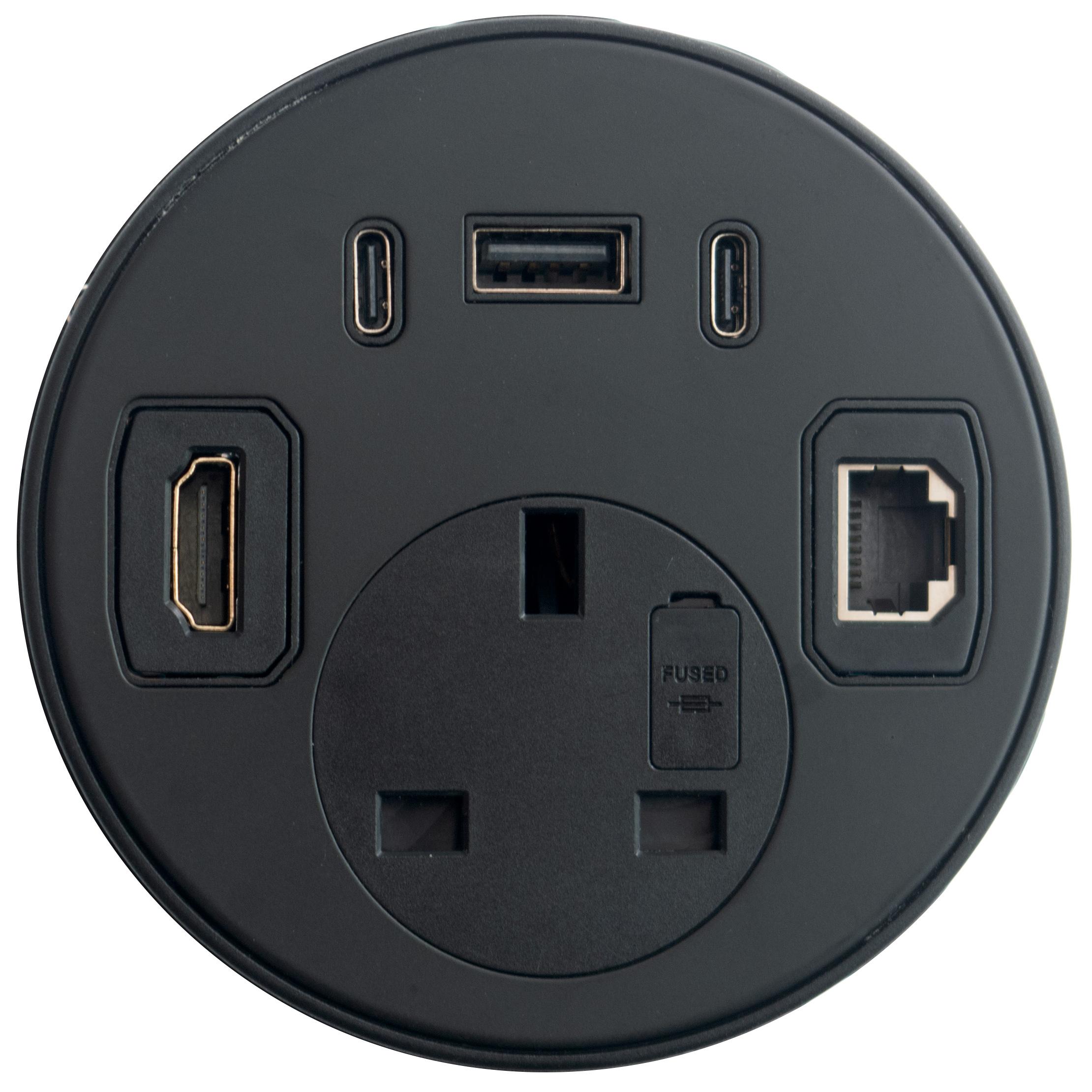 G8A1series Office Desk Grommet Power Smart USB A+C Chargers HDMI RJ45